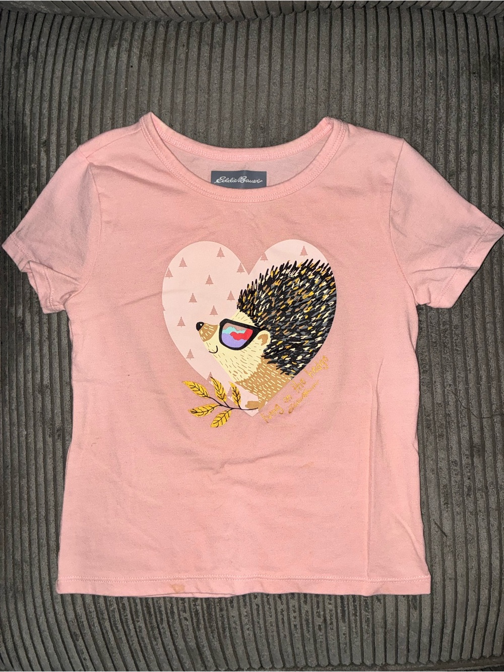 Eddie Bauer Pink Hedgehog Heart Graphic Tee